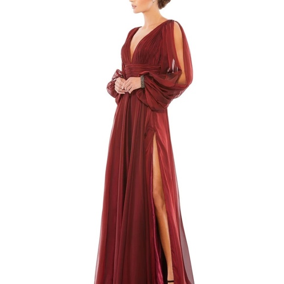 Mac Duggal 67414 NWT CHIFFON OPEN SLEEVE A LINE GOWN - Picture 3 of 7